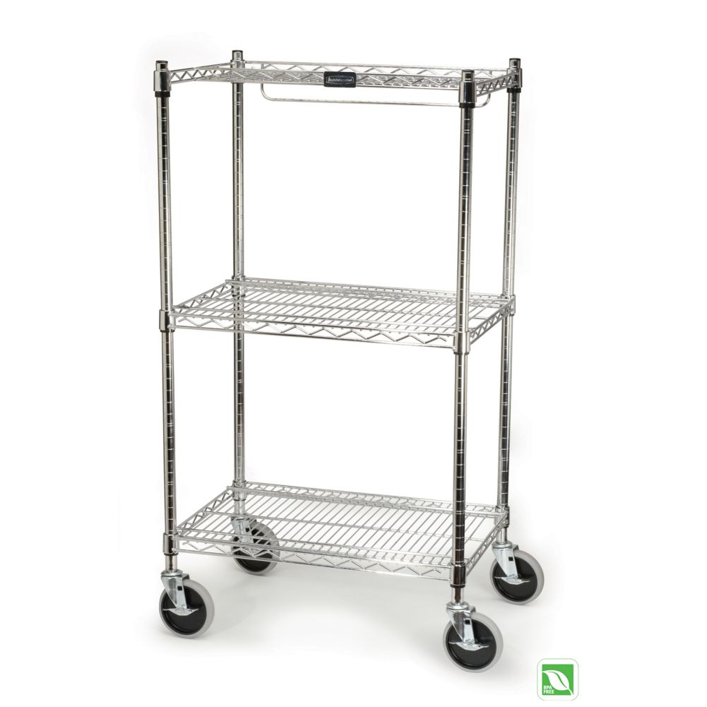 Rubbermaid Chrome 3-Shelf Safety Storage Cart