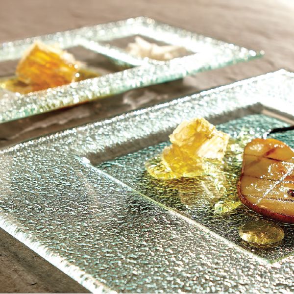 Steelite Creations Glass Rectangle 3-Compartment Tray