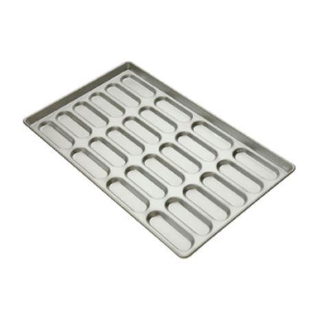 Focus Foodservice Aluminized Steel 18-Mold Hot Dog Bun Pan