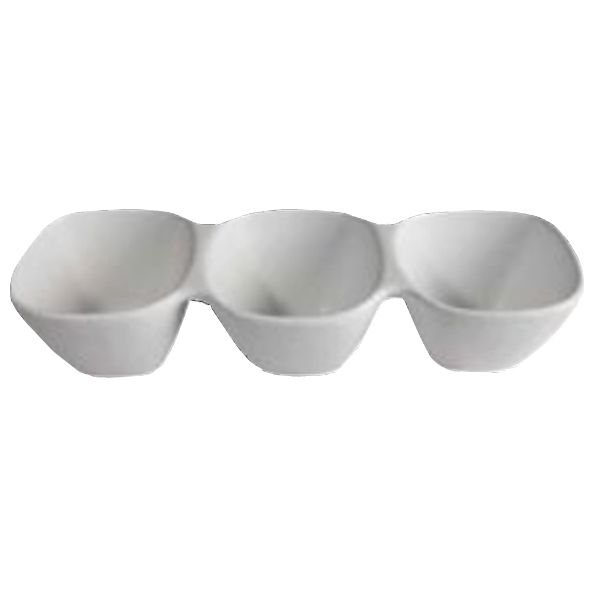 Bugambilia White Cast Aluminum 20-1/4 Oz Triple Condiment Bowl