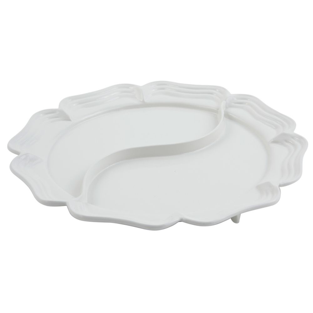 Bon Chef White Sandstone Round 18" Divided Queen Anne Platter
