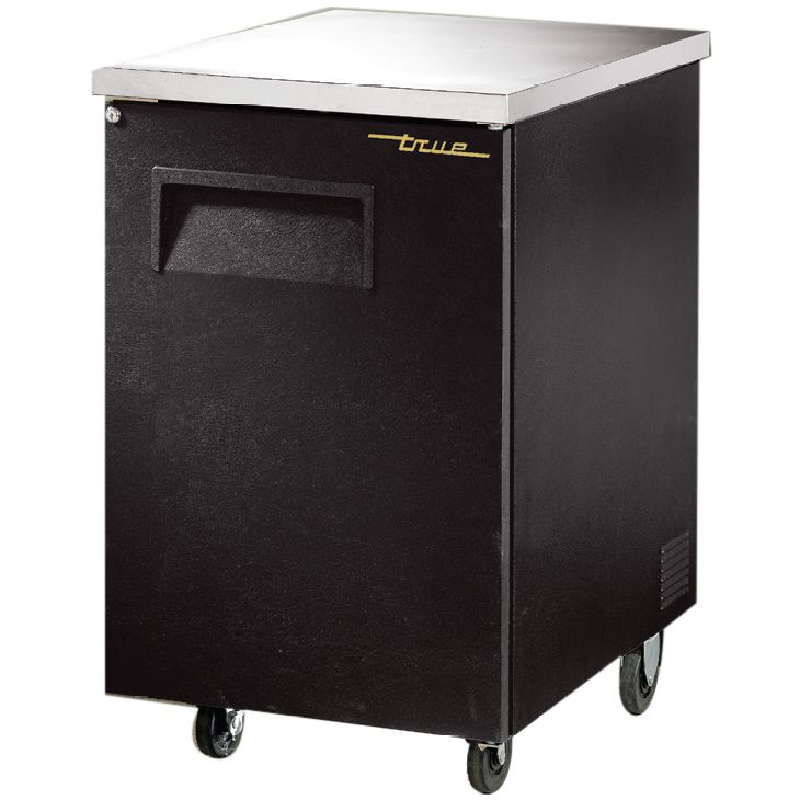 True&reg; Black Solid Swing Door Back Bar Cooler for 1 Half Barrel