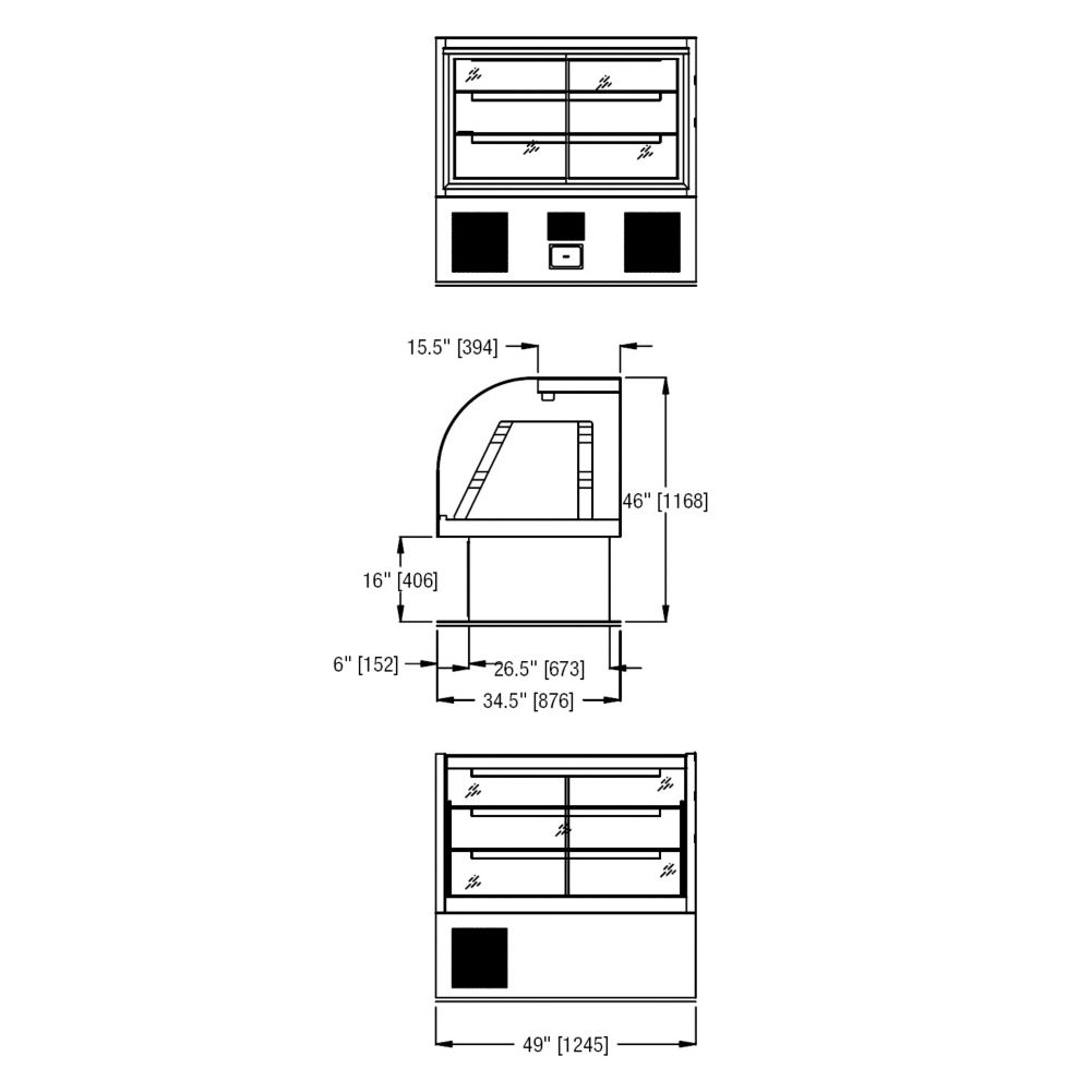Randell&reg; Ref/Non-Refrigerated Dry 49" Dual Sect. Display Case