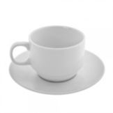 Ten Strawberry Street Bistro White 6 Oz Tea Cup and Saucer