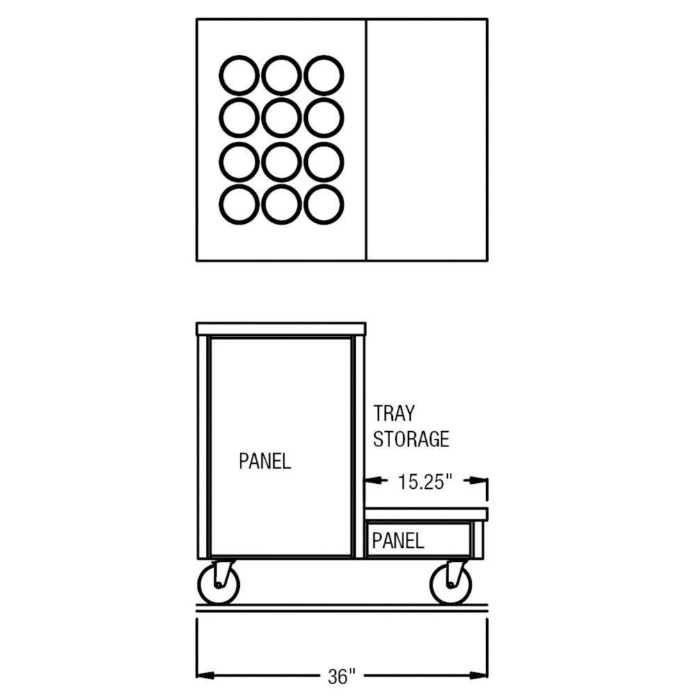 Randell&reg; 36" Stainless Steel Tray and Silverware Dispenser