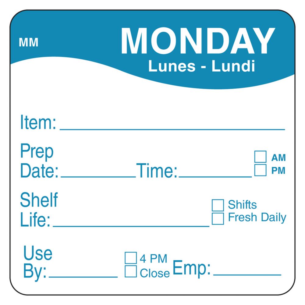 DayMark MoveMark&trade; 2" Monday Shelf Life Day Square
