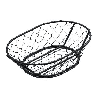 American Metalcraft Chix Black 9-1/2 x 6-1/2" Oval Wire Basket