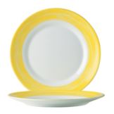 Cardinal Arcoroc Brush Opal&reg; 10" Dinner Plate w/ Yellow Rim