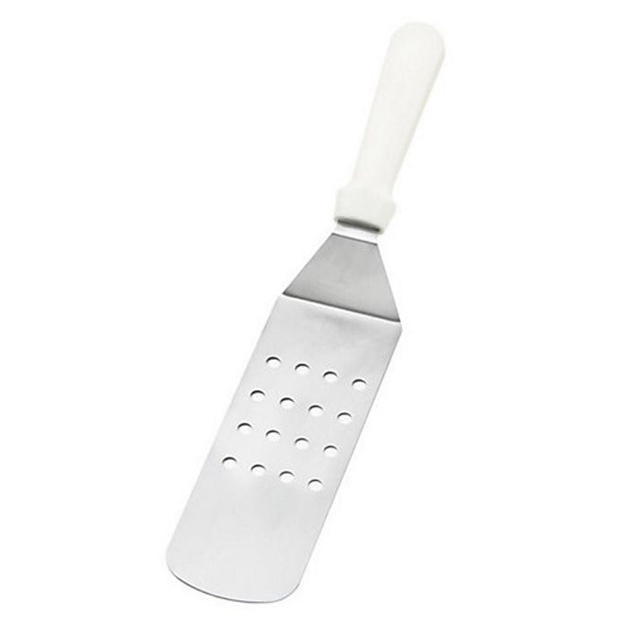 Tablecraft S/S 15" Turner with Perforated Blade and White Handle