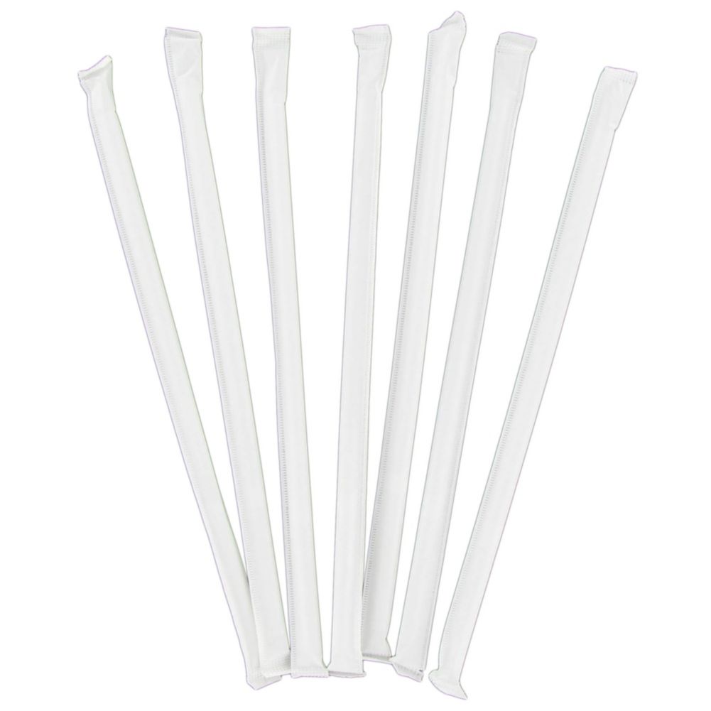 FM Turner Wrapped White 7-3/4" Flex Straw