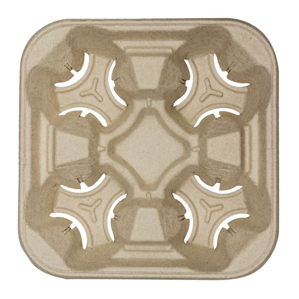 Chinet&reg; Strong Holder&reg; Molded Fiber 4 Cup Carrier