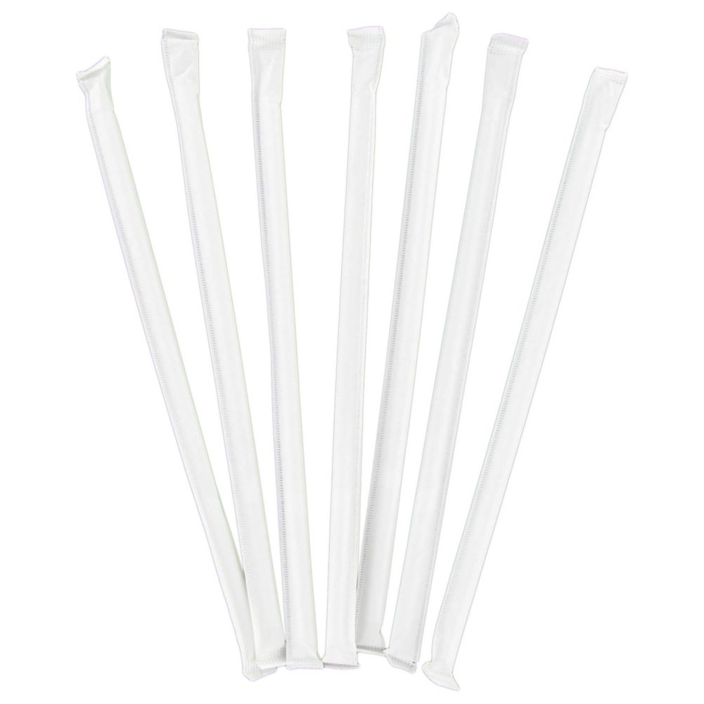 Wow Plastic 5 mm Dia. Cello-Wrapped Translucent 10" Straw