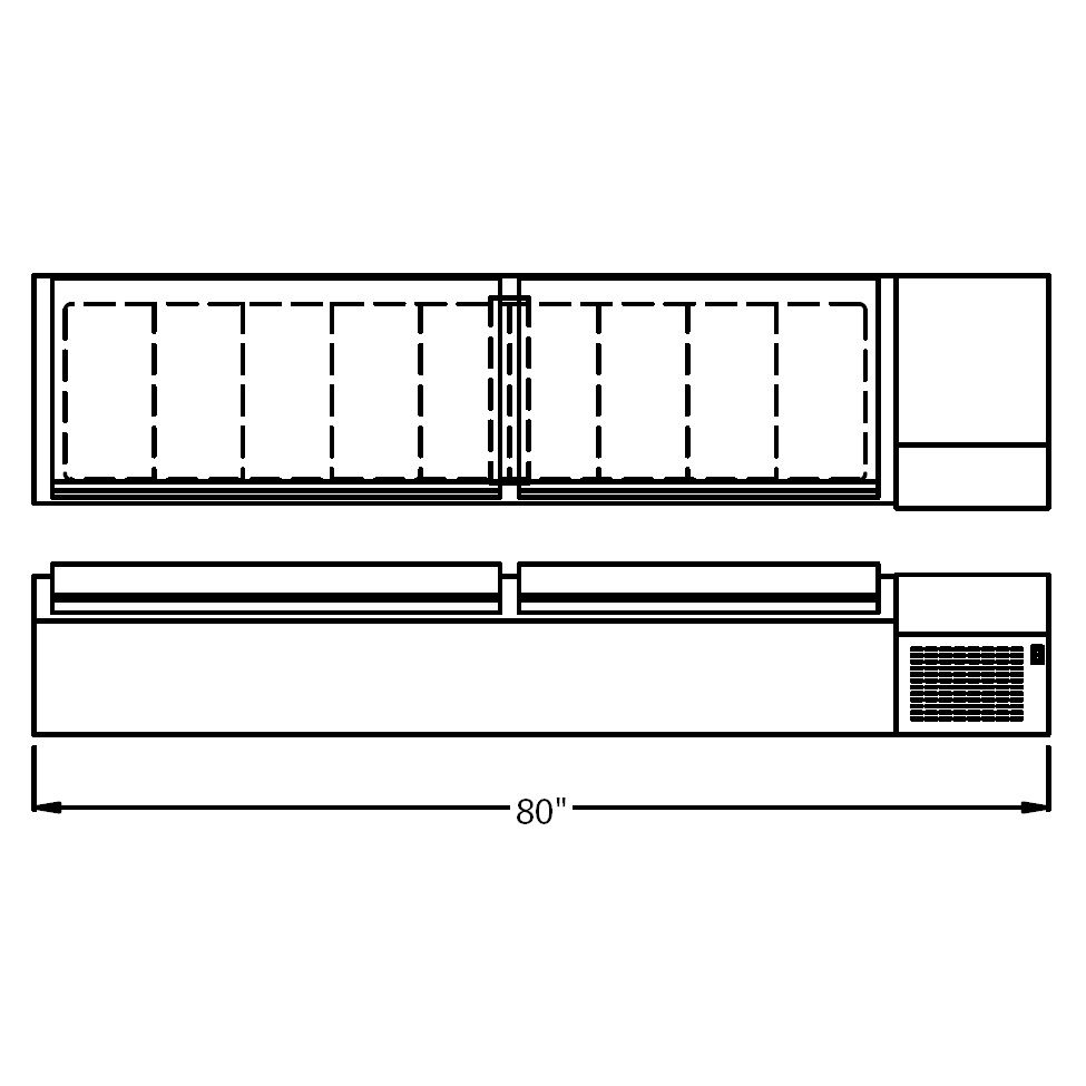 Randell&reg; 80" Refrigerated Countertop Condiment Rail