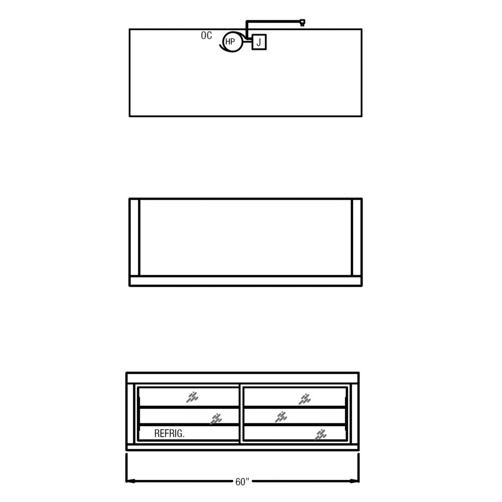 Randell&reg; 60" Refrigerated Wall Mount Display Case