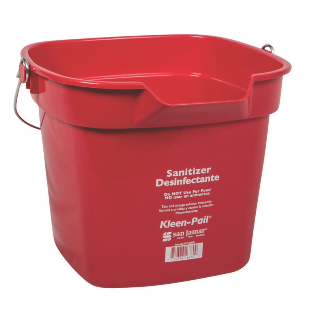 San Jamar&reg; Red 10-Quart Kleen-Pail&reg;