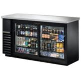 True&reg; Black 2-Sliding Glass Door Back Bar Cooler for 104 6-Packs