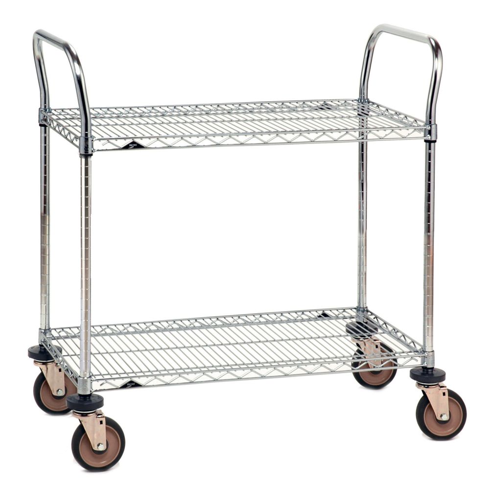 Metro&reg; SP Series 21 x 48 In. Chrome Finish Cart w/ 2-Wire Shelves