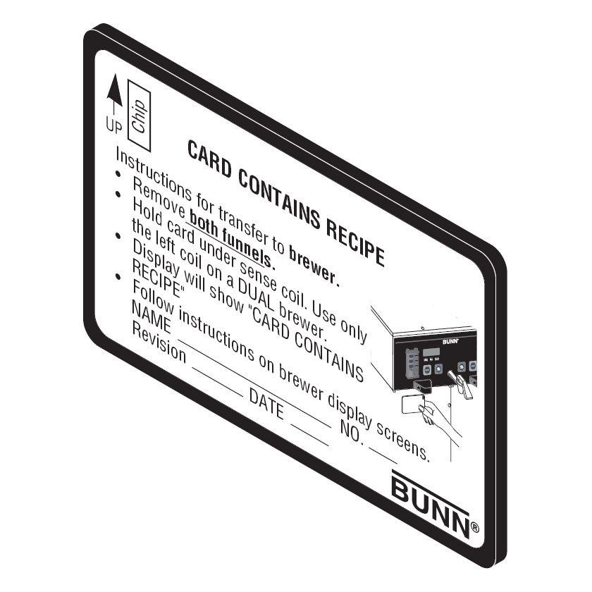BUNN&reg; BrewWISE&reg; Recipe Writer Recipe Card