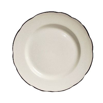 Tuxton&reg; 10-7/8" Scalloped Edge Eggshell Plate With Black Band