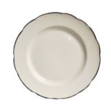 Tuxton&reg; 10-7/8" Scalloped Edge Eggshell Plate With Black Band