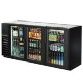 True&reg; Black 3-Swing Glass Door Back Bar Cooler for 150 6-Packs
