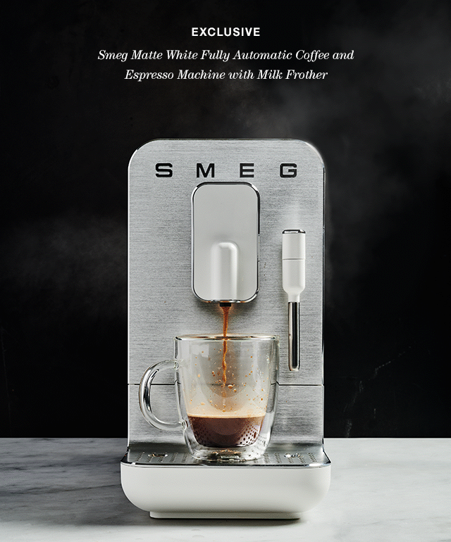 smeg matte white fully automatic coffee and espresso machine with milk frother