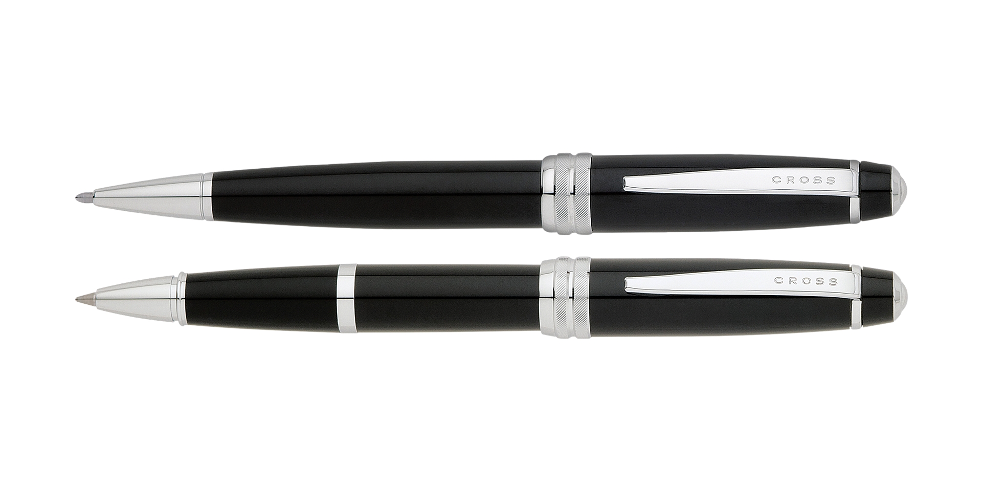 Bailey Black Lacquer Ballpoint and Rollerball Pen Set