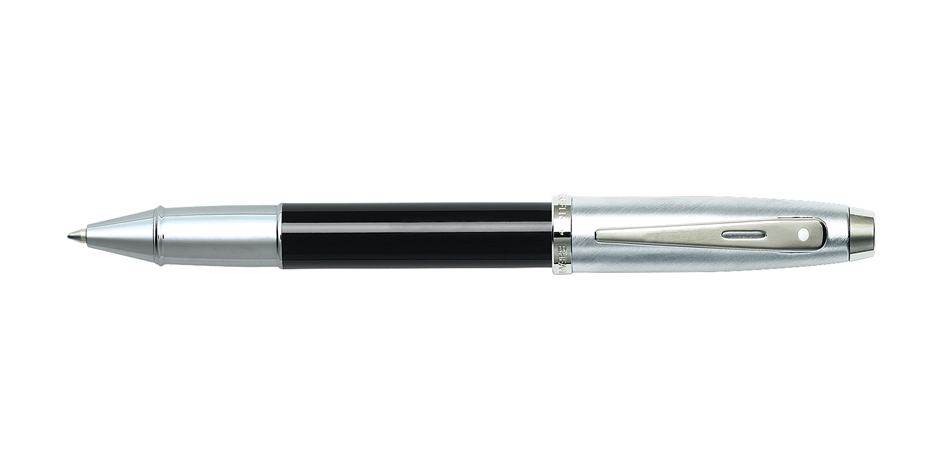 Sheaffer 100 Glossy Black Barrel with Brushed Chrome Cap Rollerball Pen