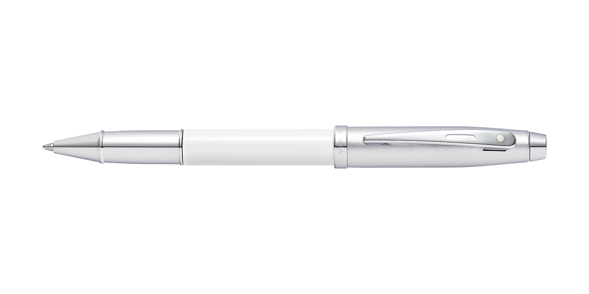Sheaffer® 100 Glossy White Barrel with Brushed Chrome Cap Rollerball Pen