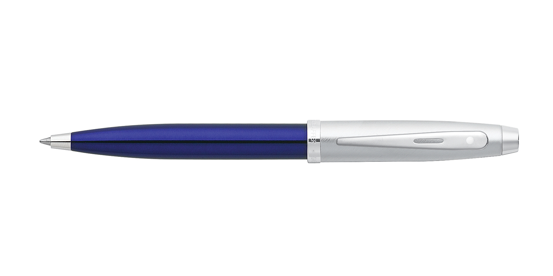  Sheaffer 100 Blue Translucent Barrel with Brushed Chrome Cap Ballpoint Pen