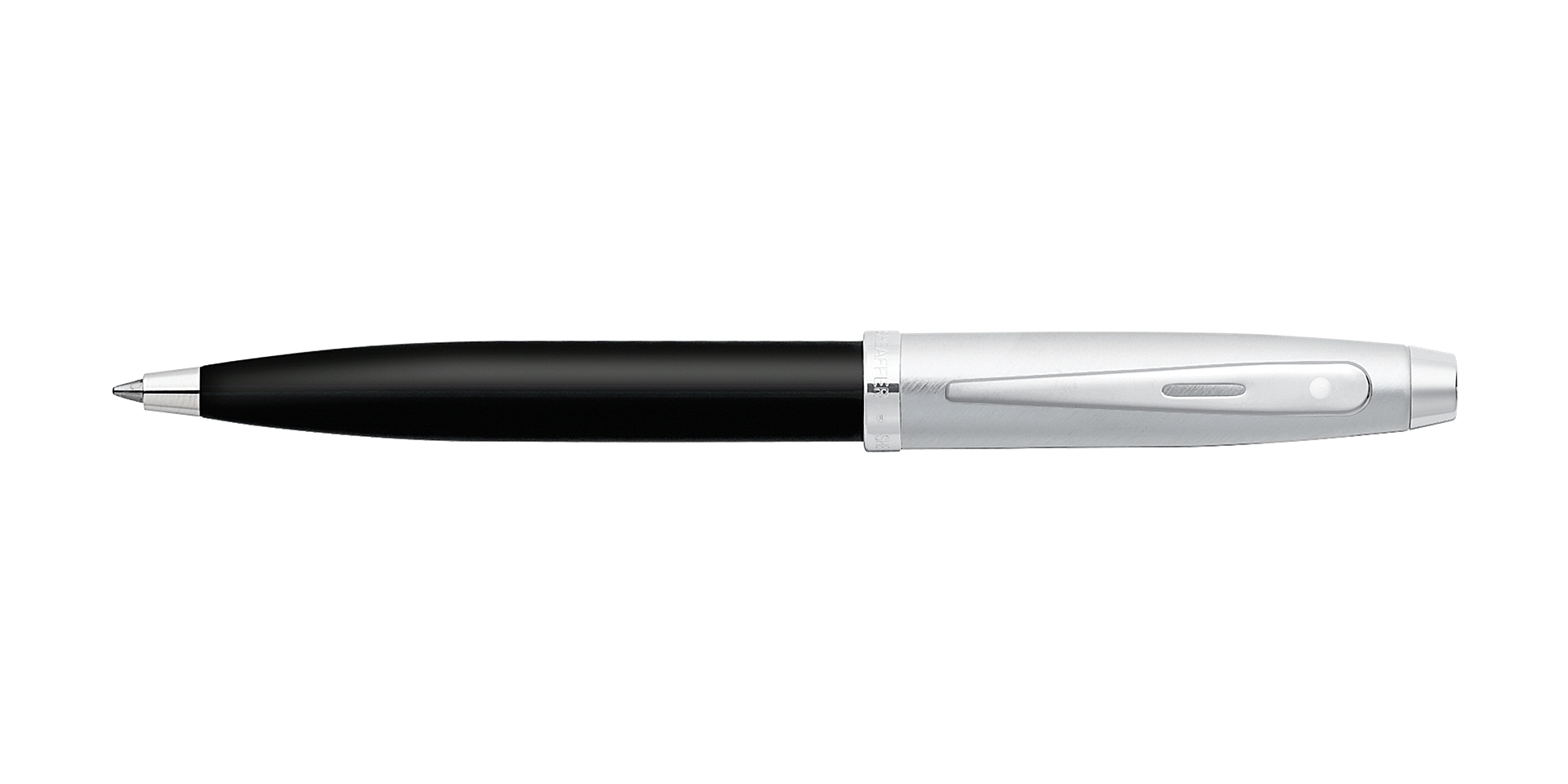  Sheaffer 100 Glossy Black Barrel with Brushed Chrome Cap Ballpoint Pen