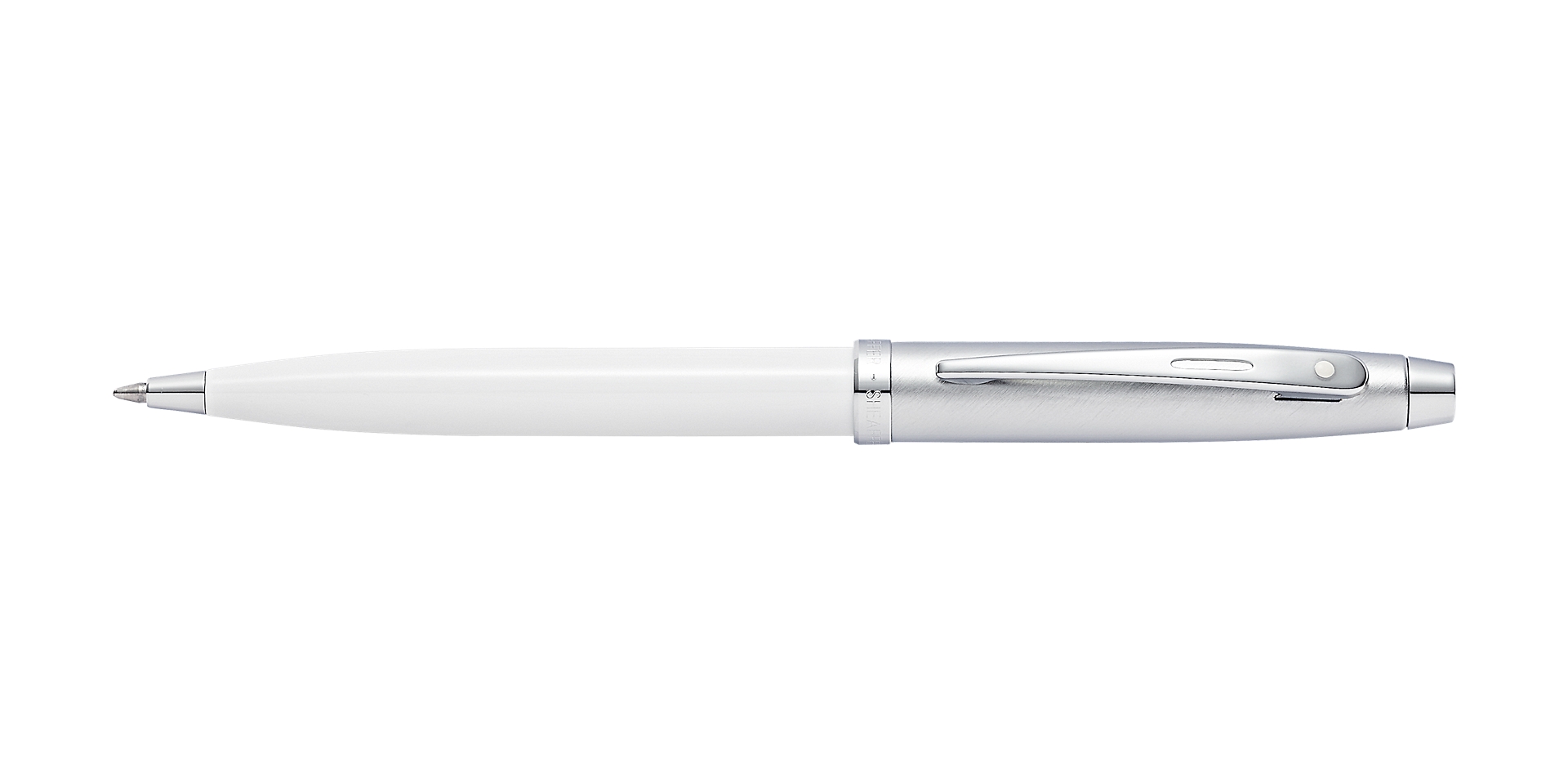  Sheaffer® 100 Glossy White Barrel with Brushed Chrome Cap Ballpoint Pen