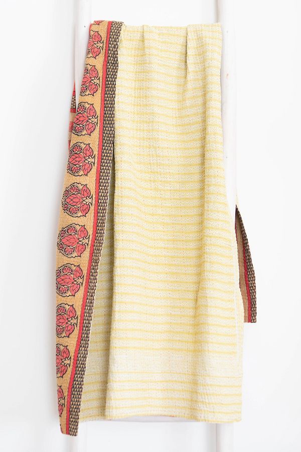 Slide View: 2: Roan Iris One-of-a-kind Kantha Quilted Throw Blanket No. 06955