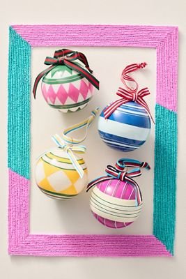 Colorful Glass Ornaments, Set of 4