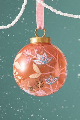 Handpainted Floral Glass Ornament