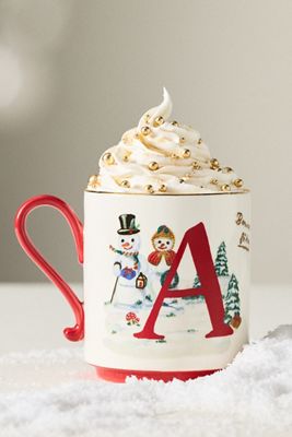Nathalie Lete Stoneware Holiday Monogram Mug