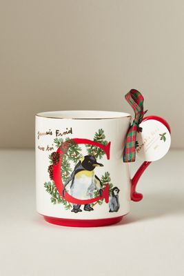 Nathalie Lete Stoneware Holiday Monogram Mug