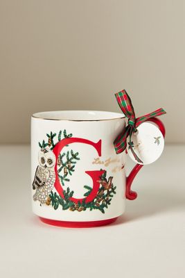 Nathalie Lete Stoneware Holiday Monogram Mug