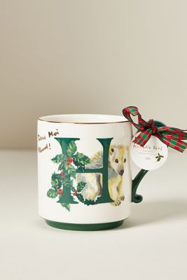 Nathalie Lete Stoneware Holiday Monogram Mug