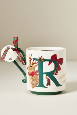 Nathalie Lete Stoneware Holiday Monogram Mug