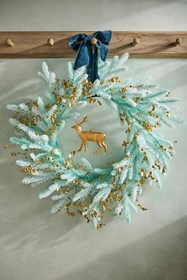 Flocked Mint Faux Fir Wreath