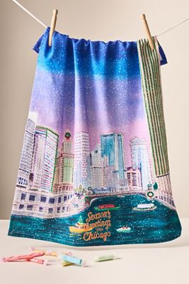 Holiday in the City Dish Towel