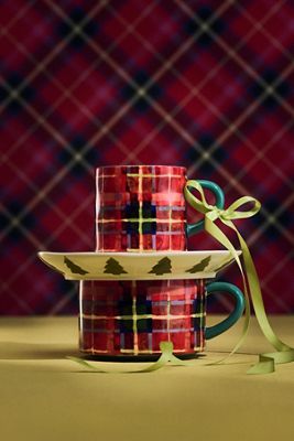 Tartan Stoneware Soup Mug