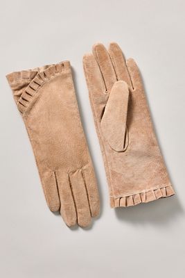 By Anthropologie Ruffle Leather Gloves