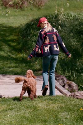 Maeve Dogs Tie-Front Cardigan Sweater