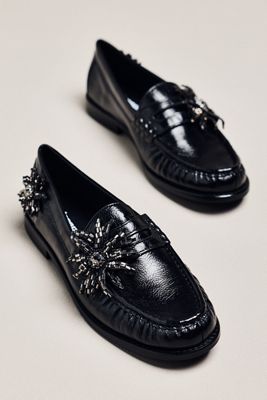 Lola Cruz Beaded Flower Loafers