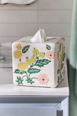Hand-Painted Ceramic Tissue Box
