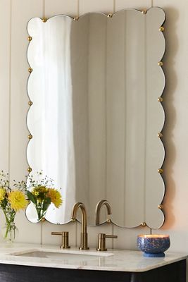 Cosette Brass Scallop Rectangle Wall Mirror