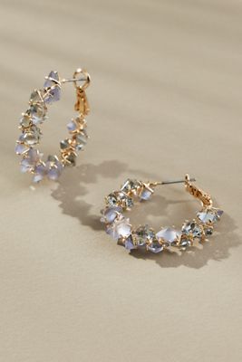 Stone Cluster Hoop Earrings