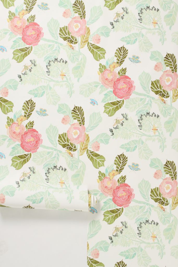 Anthropologie Watercolor Flora Wallpaper Anthropologie